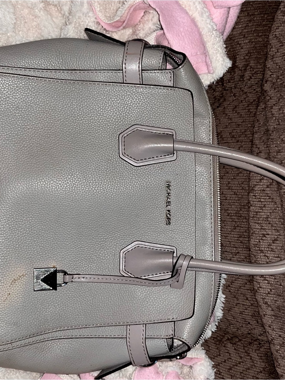 Michael Kors Light Grey Pebble Leather Tote